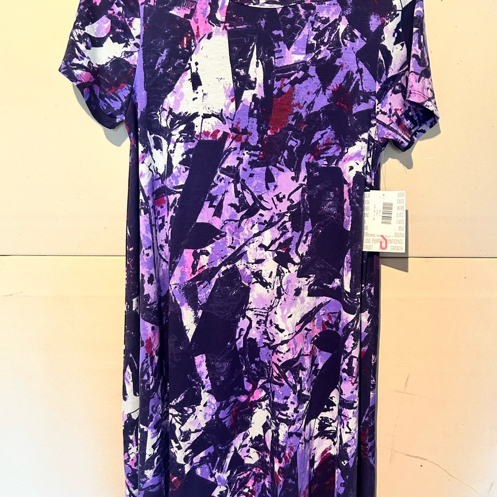 LuLaRoe Purple Sheath Mini Dress Short Sleeve Crew Neck